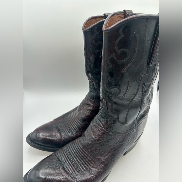 Lucchese L3653 vintage exotic Leather cowboy boot Cherry black Western M 8.5 - Picture 7 of 17